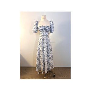 HOUSE OF CB TALLULAH BLUE WHITE FLORAL MIDI DRESS